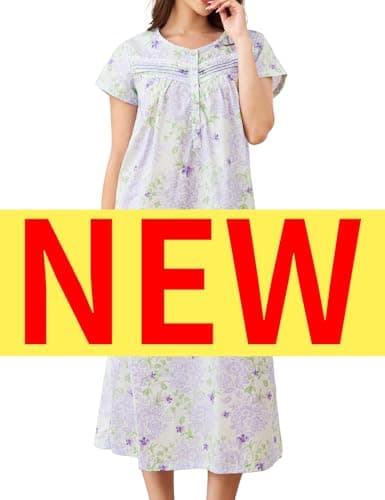 IZZY + TOBY Women's Soft Cotton Nightgowns Long Sleeve Pajamas