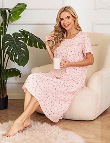 Bloggerlove Soft Cotton Floral Nightgowns for Women