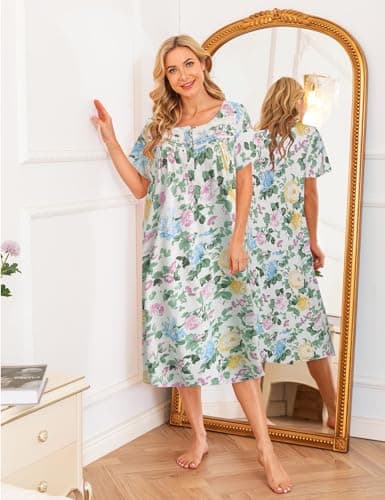 Bloggerlove Soft Cotton Floral Nightgowns for Women