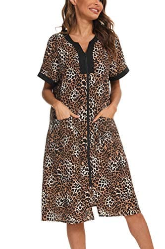 Women's House Dresses with Zipper Front, Lightweight Duster Robe