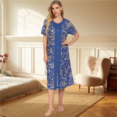 Ekouaer Women's Zipper Front Housedress