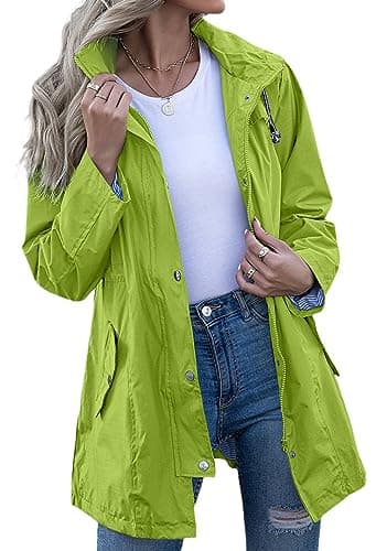 Kikibell Women's Striped Hooded Raincoat