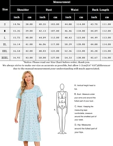 Bloggerlove Women's Soft Cotton Floral Sleepwear Nightgowns