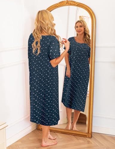 Bloggerlove Soft Cotton Floral Nightgowns for Women