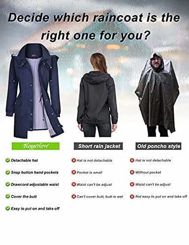 Bloggerlove Navy Blue Striped Rain Jacket with Black Plaid Lining (L Bundle)