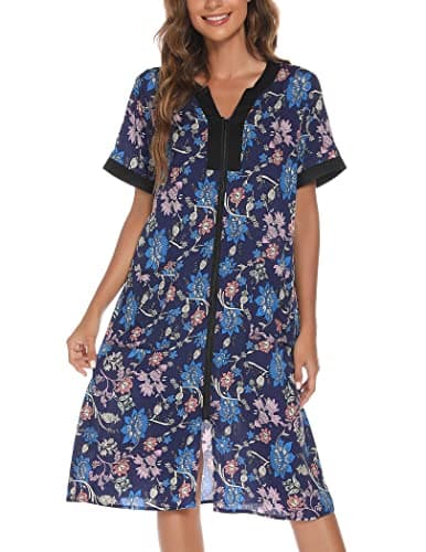 Women's House Dresses with Zipper Front, Lightweight Duster Robe