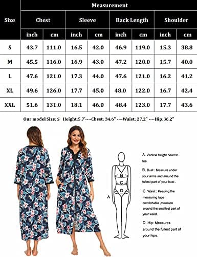 Bloggerlove Womens Long Zip Up House Coat Sleepwear