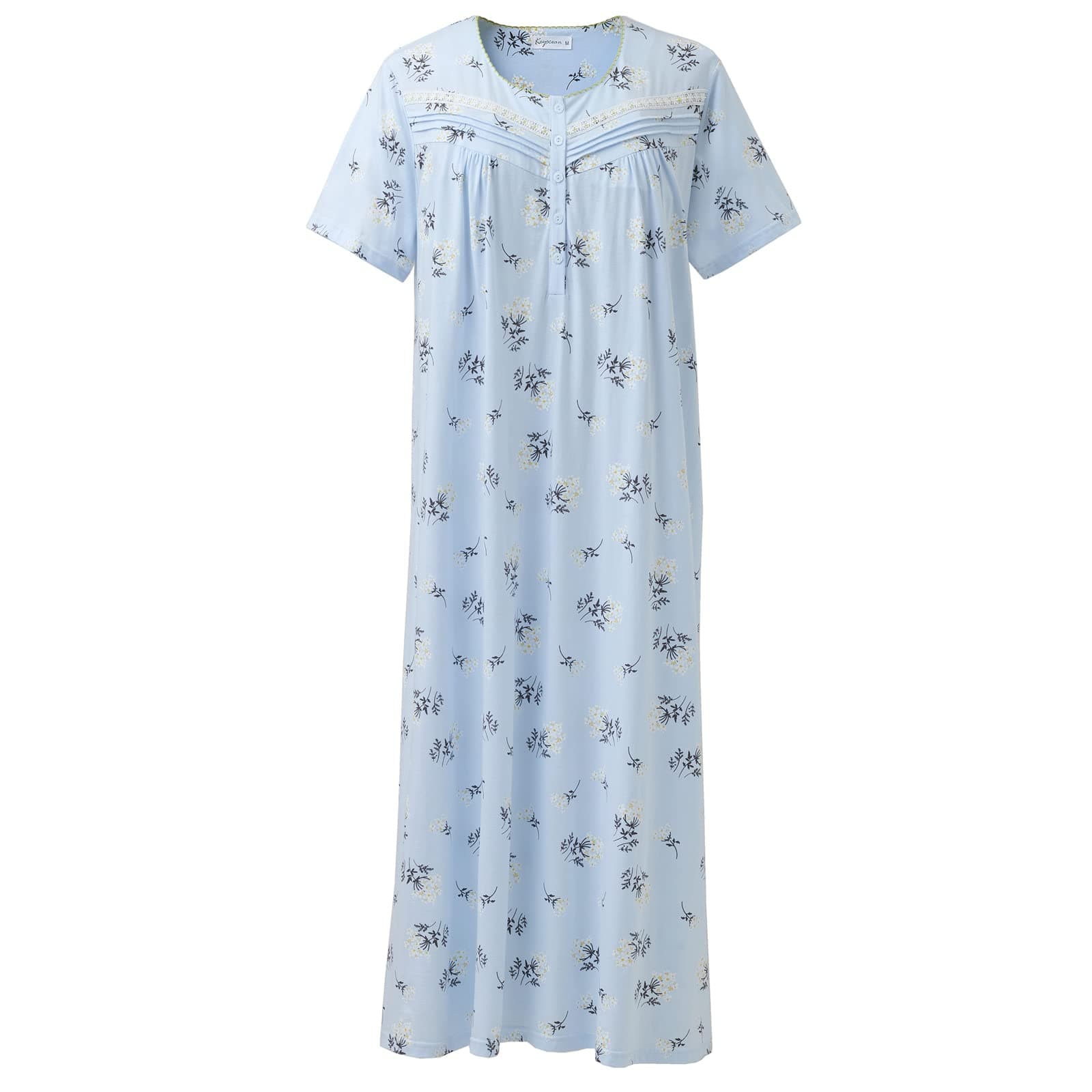 Soft 100% Cotton Women's Nightgowns, Comfortable Short Sleeves