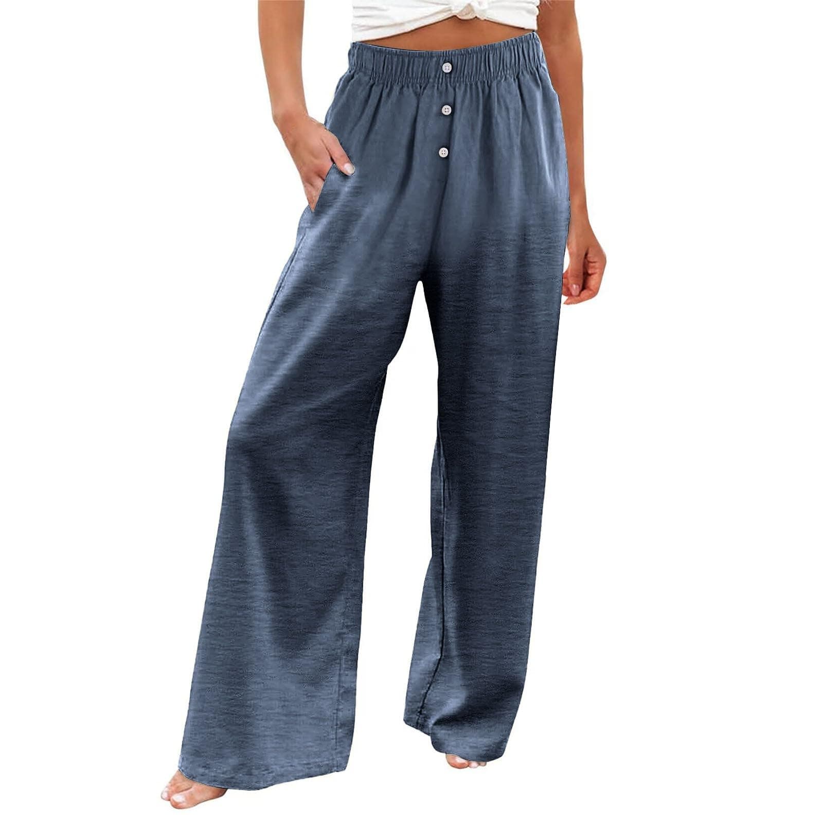Women's Casual High Waisted Wide Leg Linen Pants