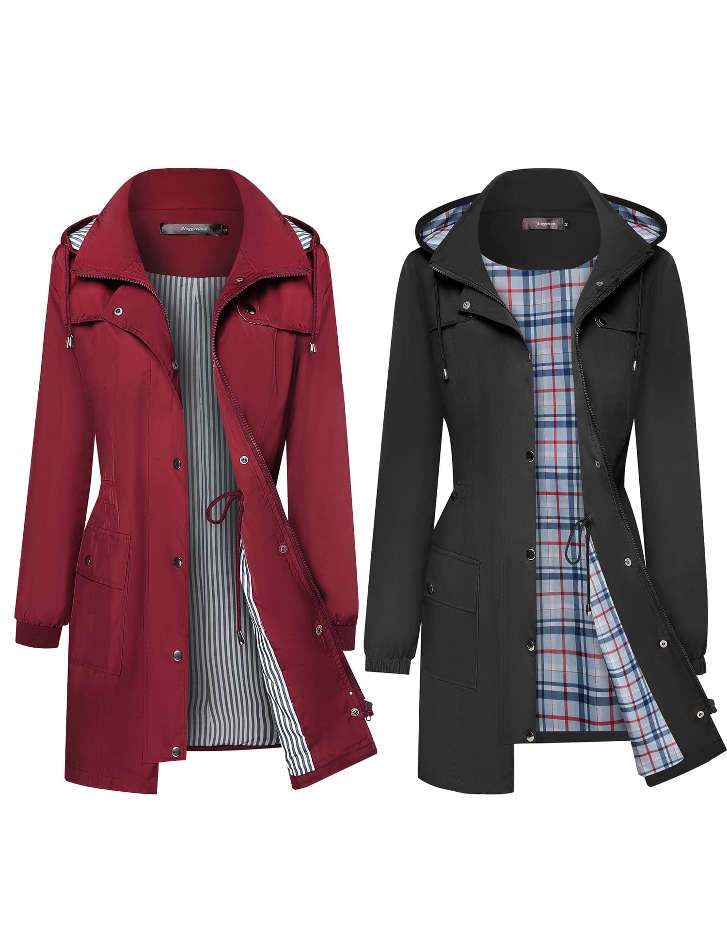 Bloggerlove Wine Red Striped Rain Jacket (L Bundle)