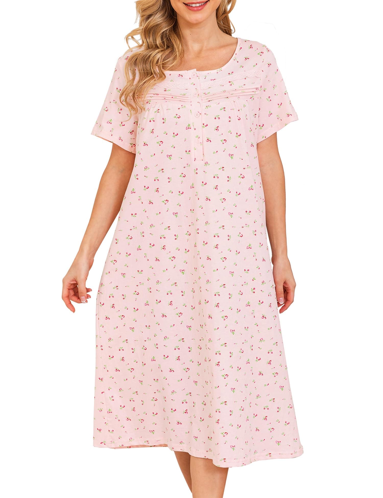 Bloggerlove Soft Cotton Floral Nightgowns for Women