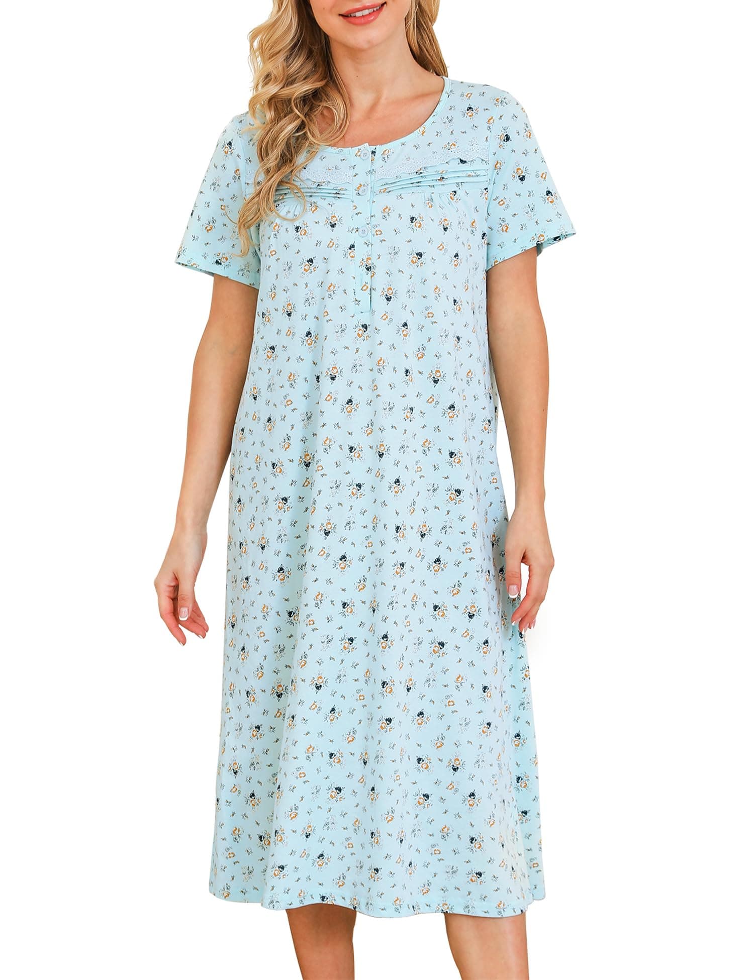 Bloggerlove Women's Soft Cotton Floral Sleepwear Nightgowns
